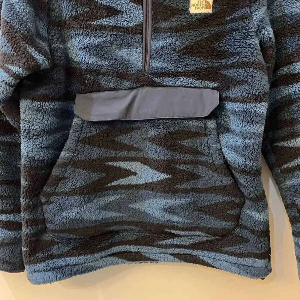 The North Face Blue Sherpa Campshire Quarter Zip Hoodie Men Size S